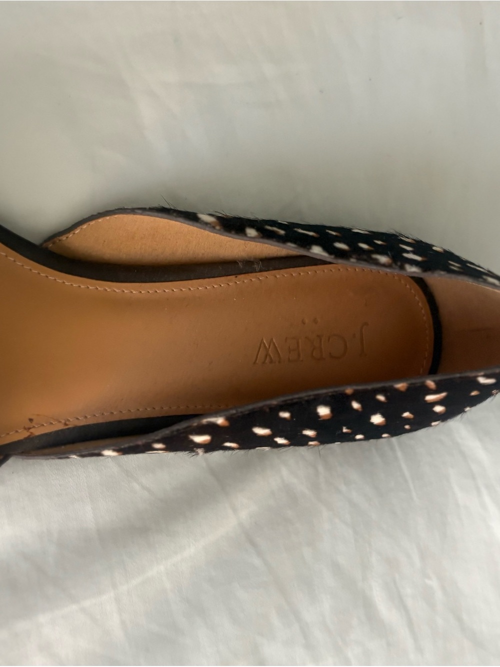 JCrew Women's Pointed D'Orsay Flat in Black, Brown and White Spot - Picture 4 of 6